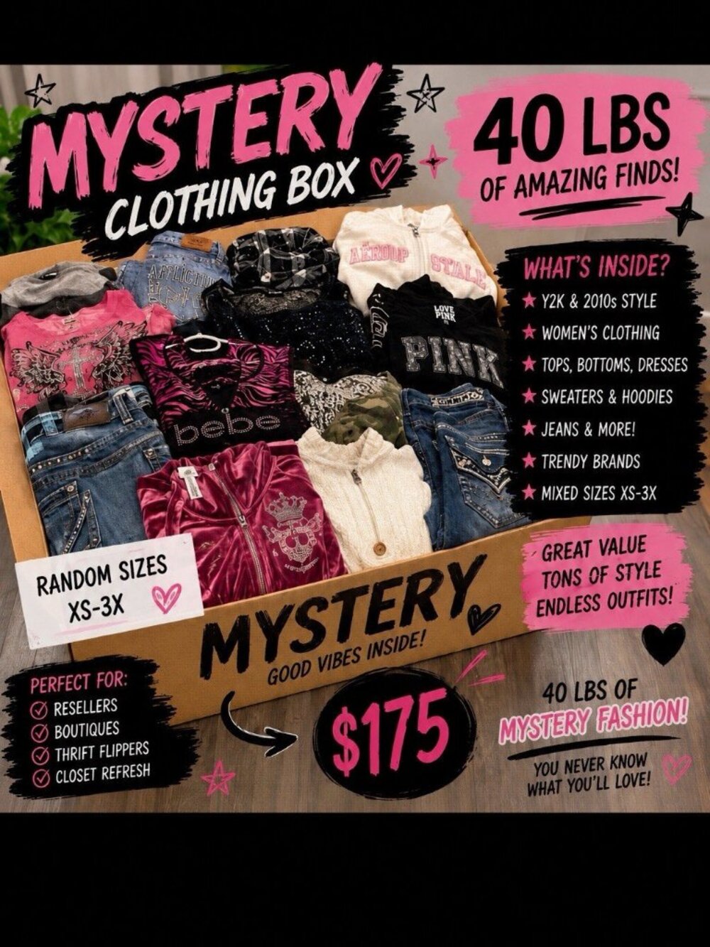 40lb MYSTERY Clothing(Y2K 90s Fairy Cottage Boho) Mixture Approx 90 Items